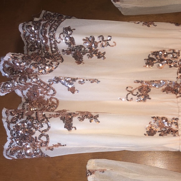 Charlotte Russe nude Sheer sequin romper - Picture 4 of 7